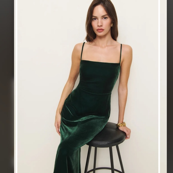 Frankie Velvet Dress in Forest - Picture 2 of 3